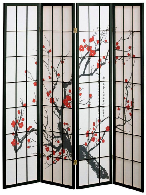 4 panel cherry blossom design room divider